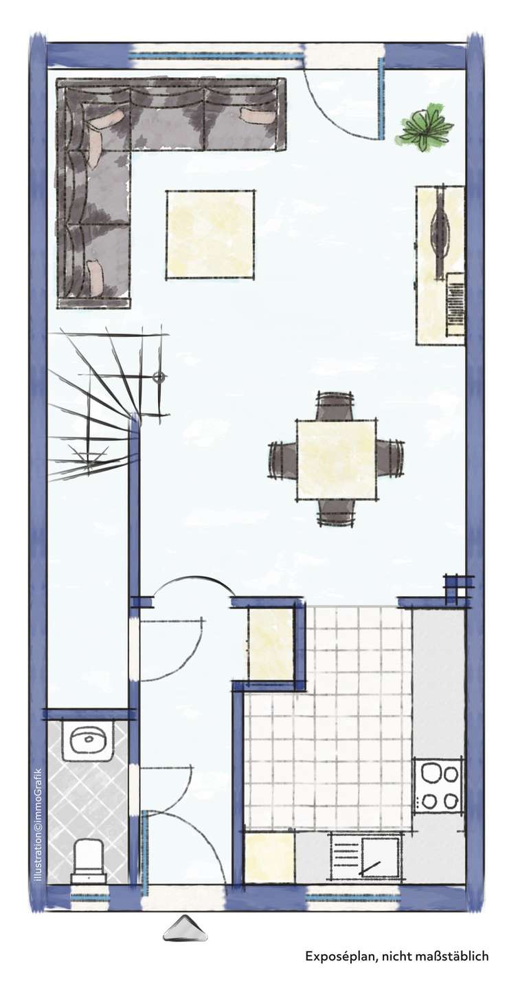 Grundriss Erdgeschoss Reihenmittelhaus Bremen