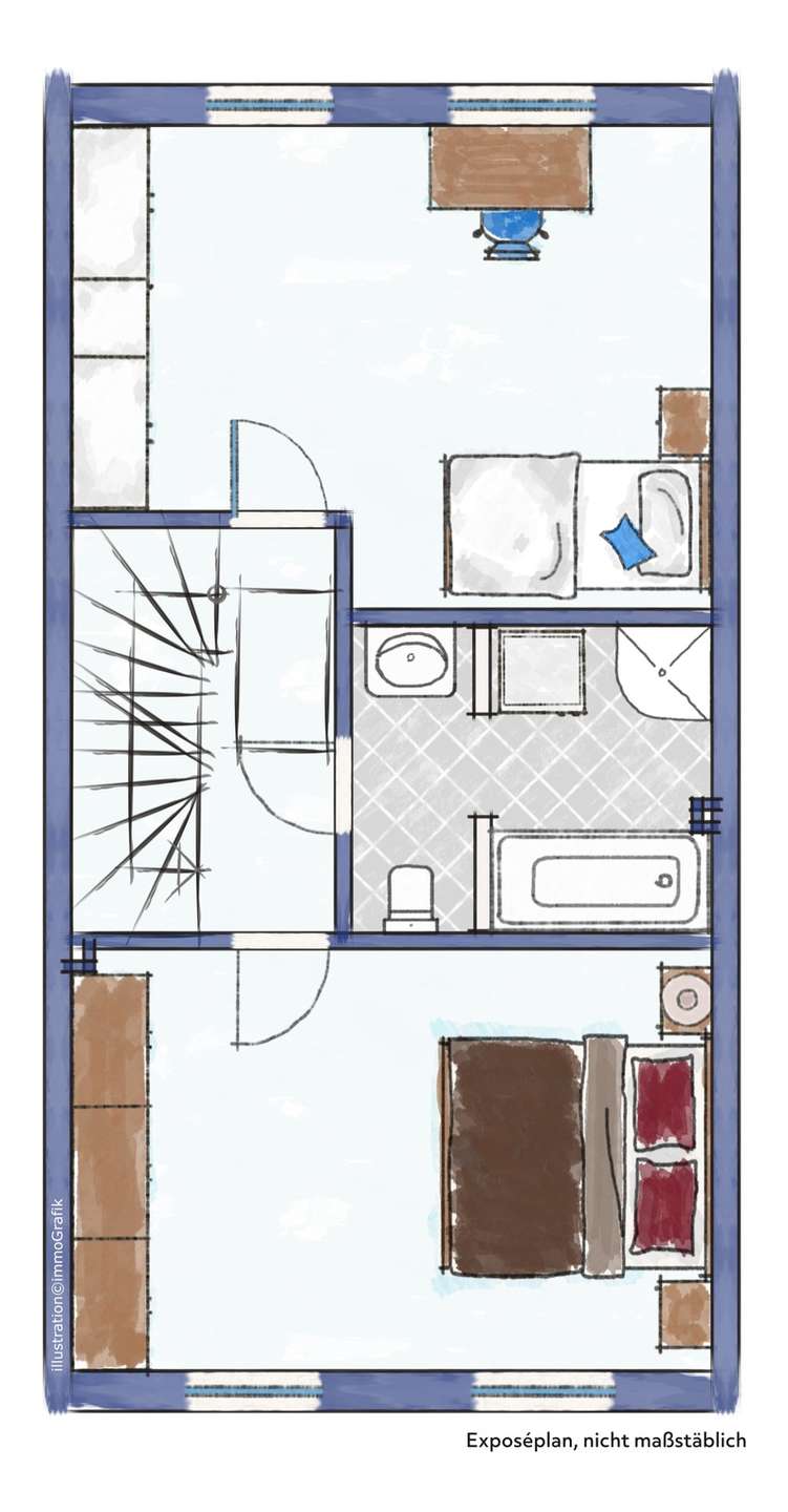 Grundriss Obergeschoss Reihenmittelhaus Bremen